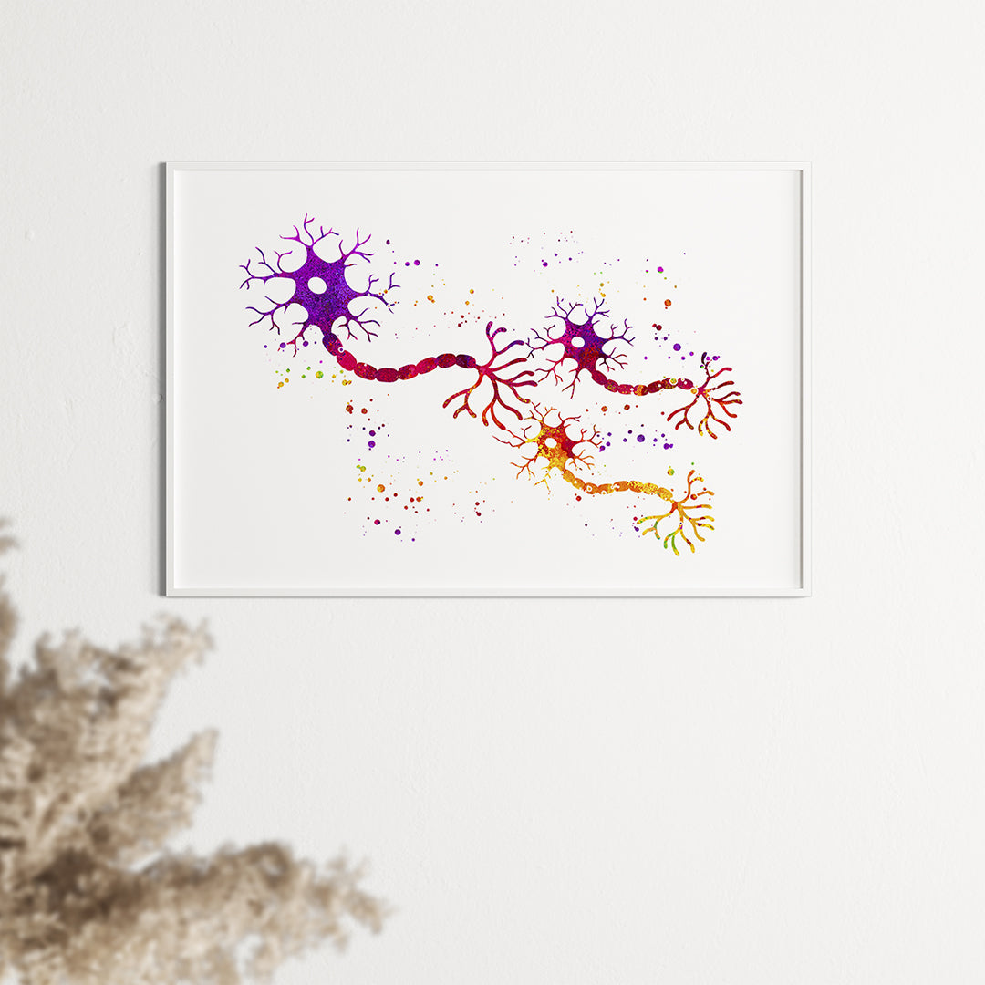 Connexion Of Neurons Watercolor Art Print