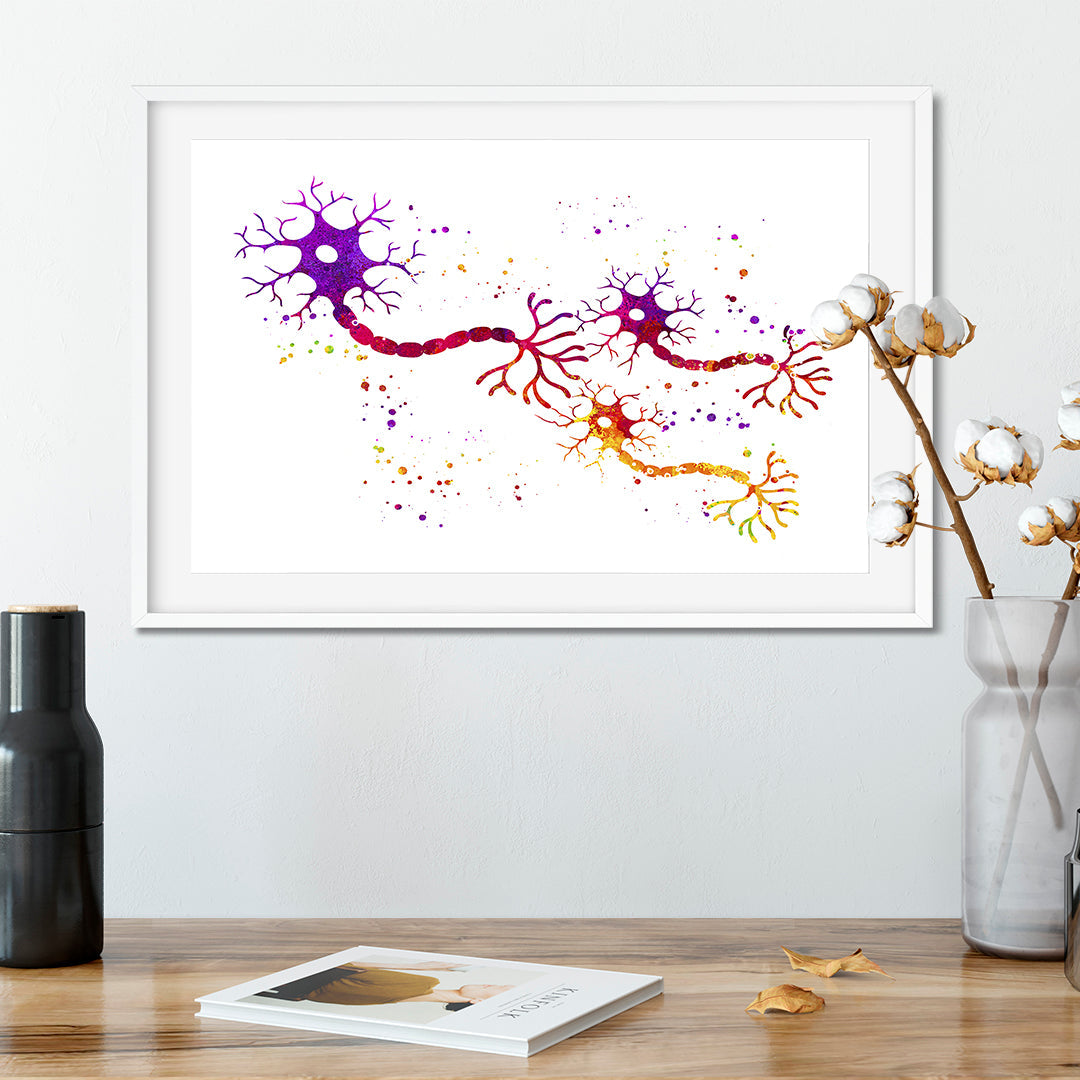 Connexion Of Neurons Watercolor Art Print