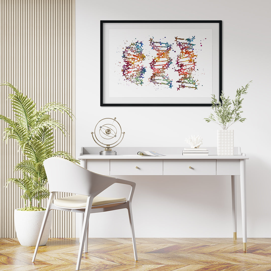 DNA Science Art Watercolor Print