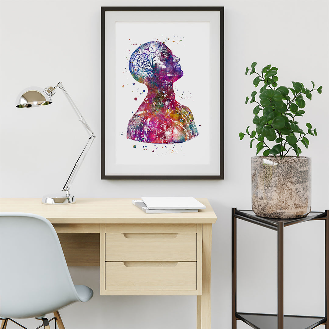 Head and Neck - Anatomy Art Watercolor Print