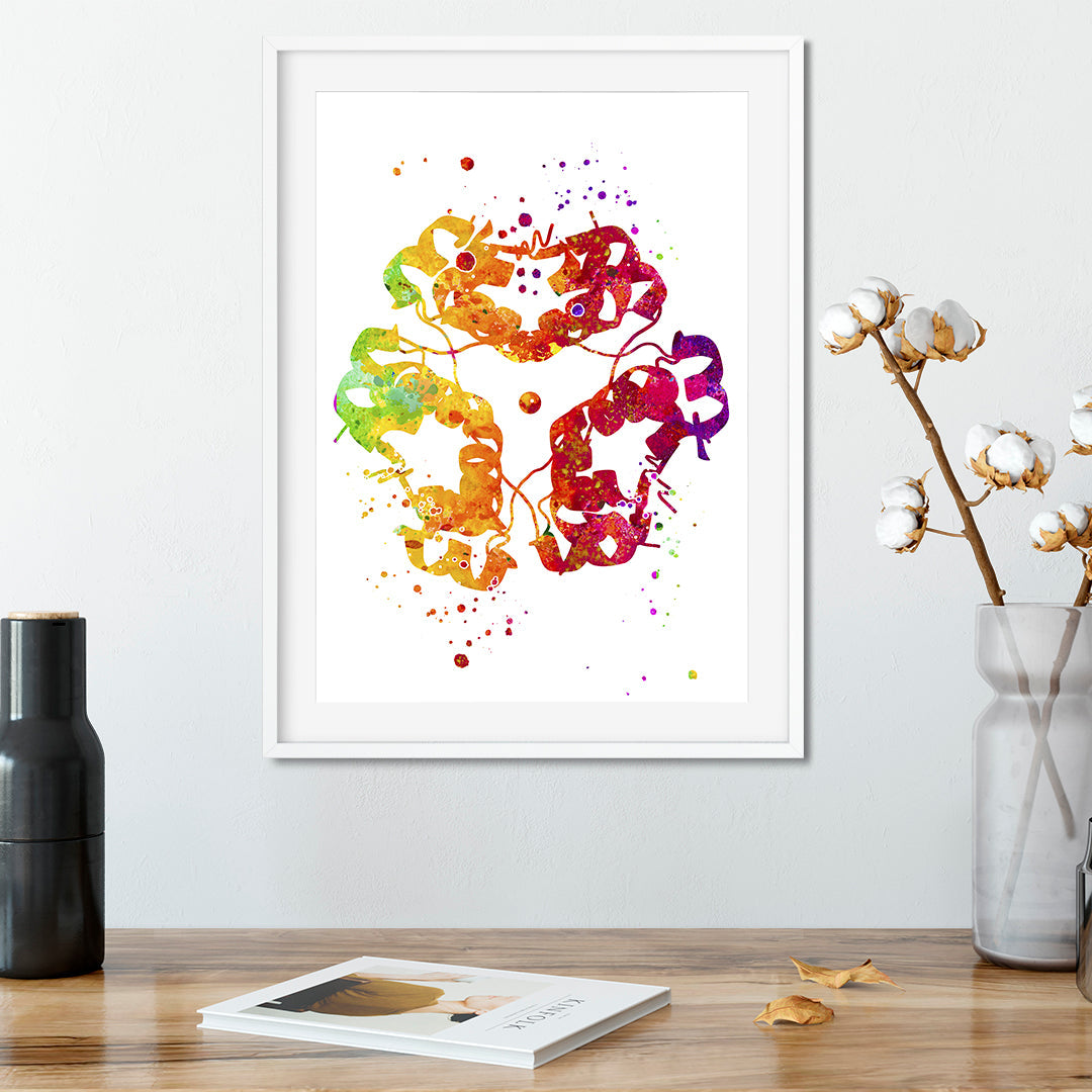 Insulin Molecule Watercolor Print Endocrinology Art