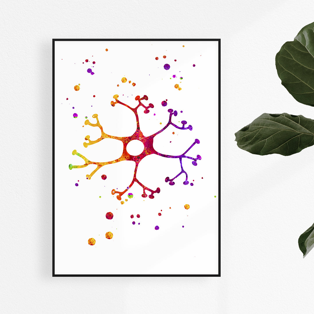 Interneuron Cell Watercolor Art Print Neuroscience Decor