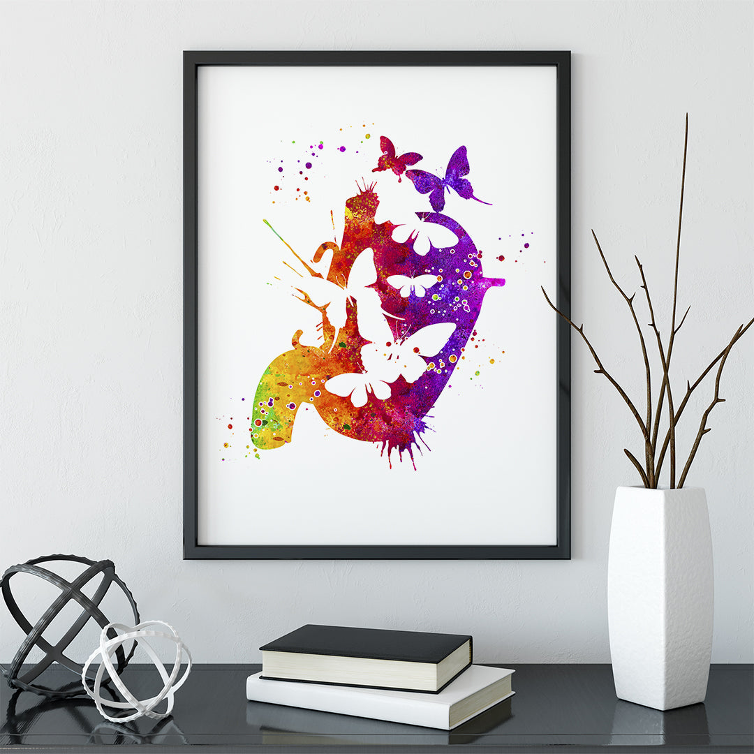 Butterflies in the Stomach Fun Anatomy Watercolor Print