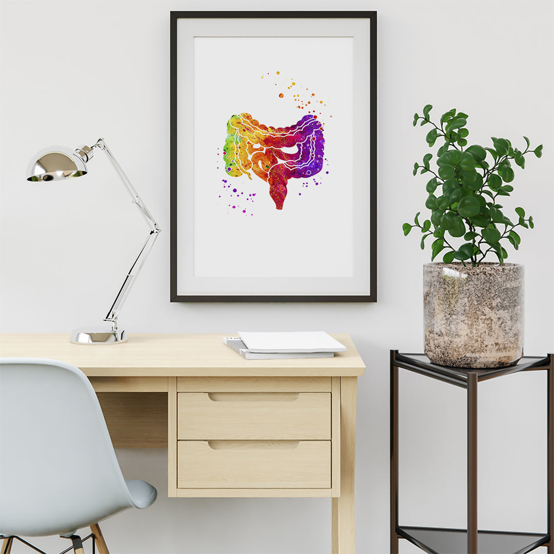 Lower Gastrointestinal GI Tract Watercolor Art Print