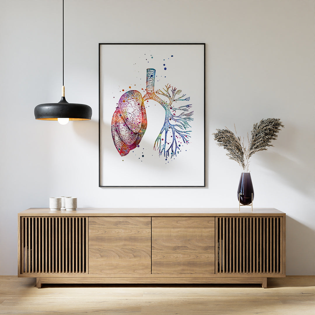 Human Lung Anatomy Art Print Anatomical Watercolor Artwork