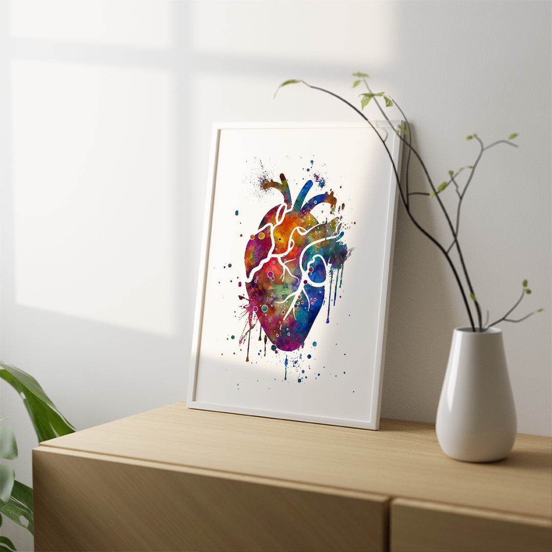 Heart splash art print Cardiologist Office Decor