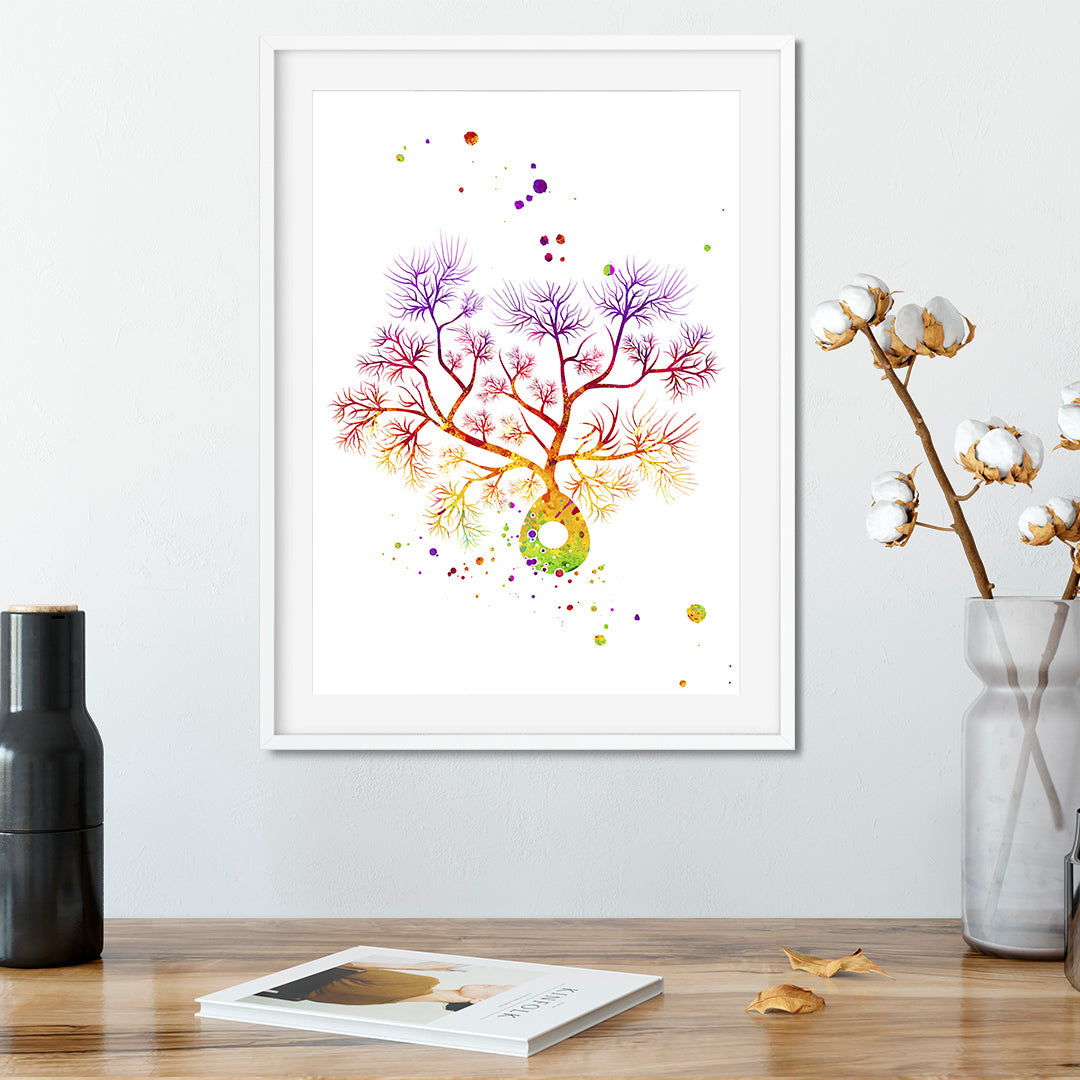 Purkinje Neuron Watercolor Print Neuroscience Art