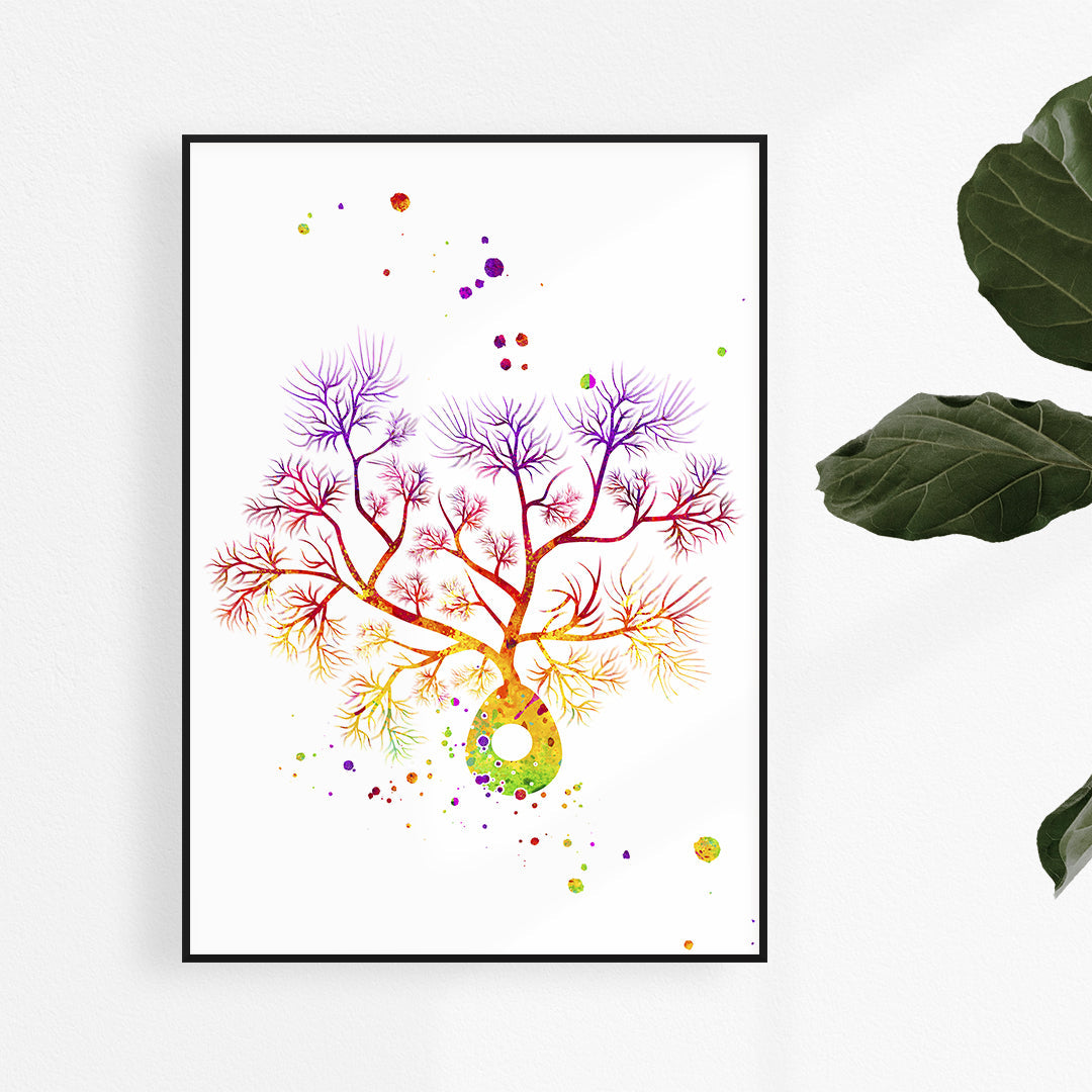 Purkinje Neuron Watercolor Print Neuroscience Art