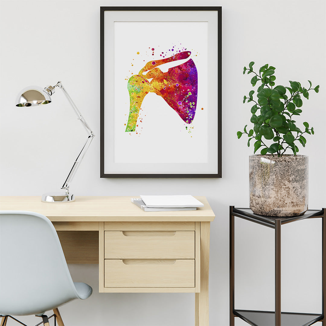 Human Shoulder Vibrant Watercolor Anatomy Art Print