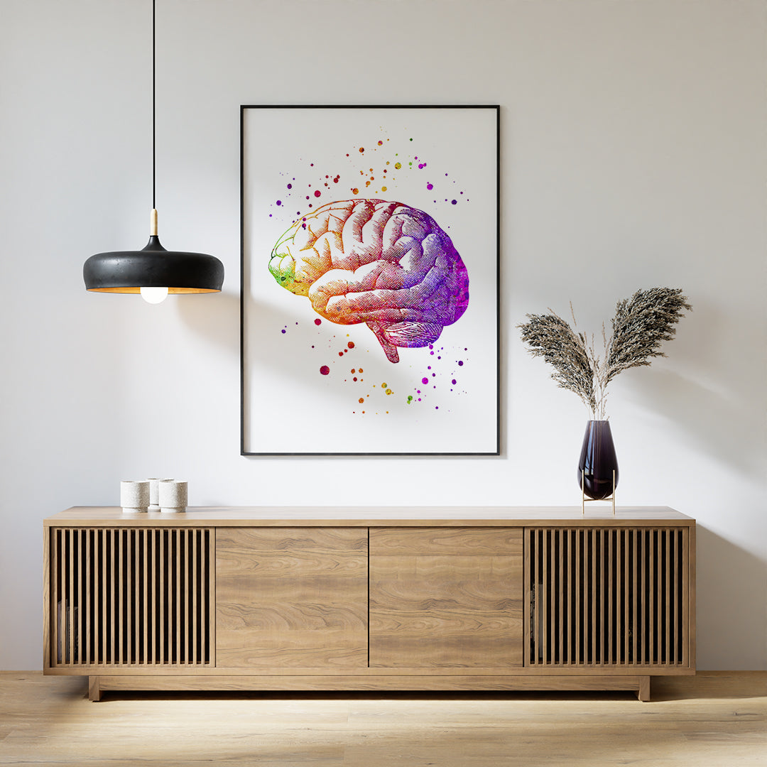 Human Brain Atnatomy Watercolor Artwork