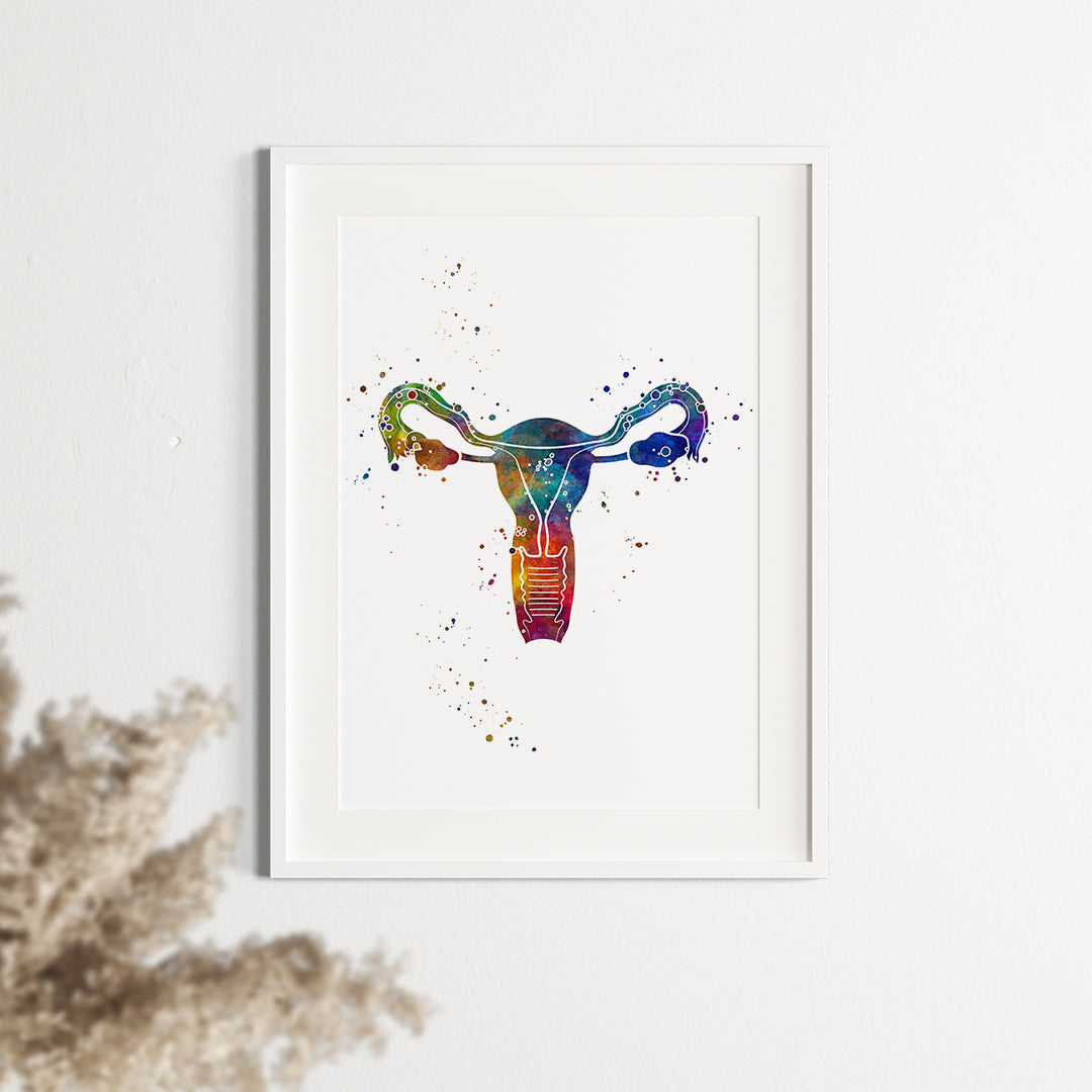 Uterus Anatomy Art Colorful Watercolor Print