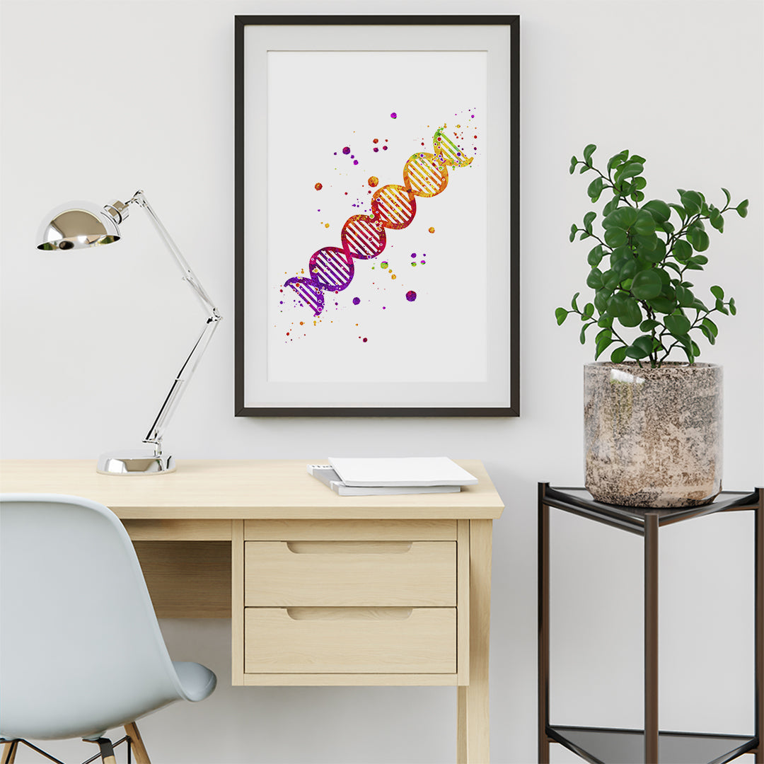 DNA Molecule Watercolor Print Science Art Print