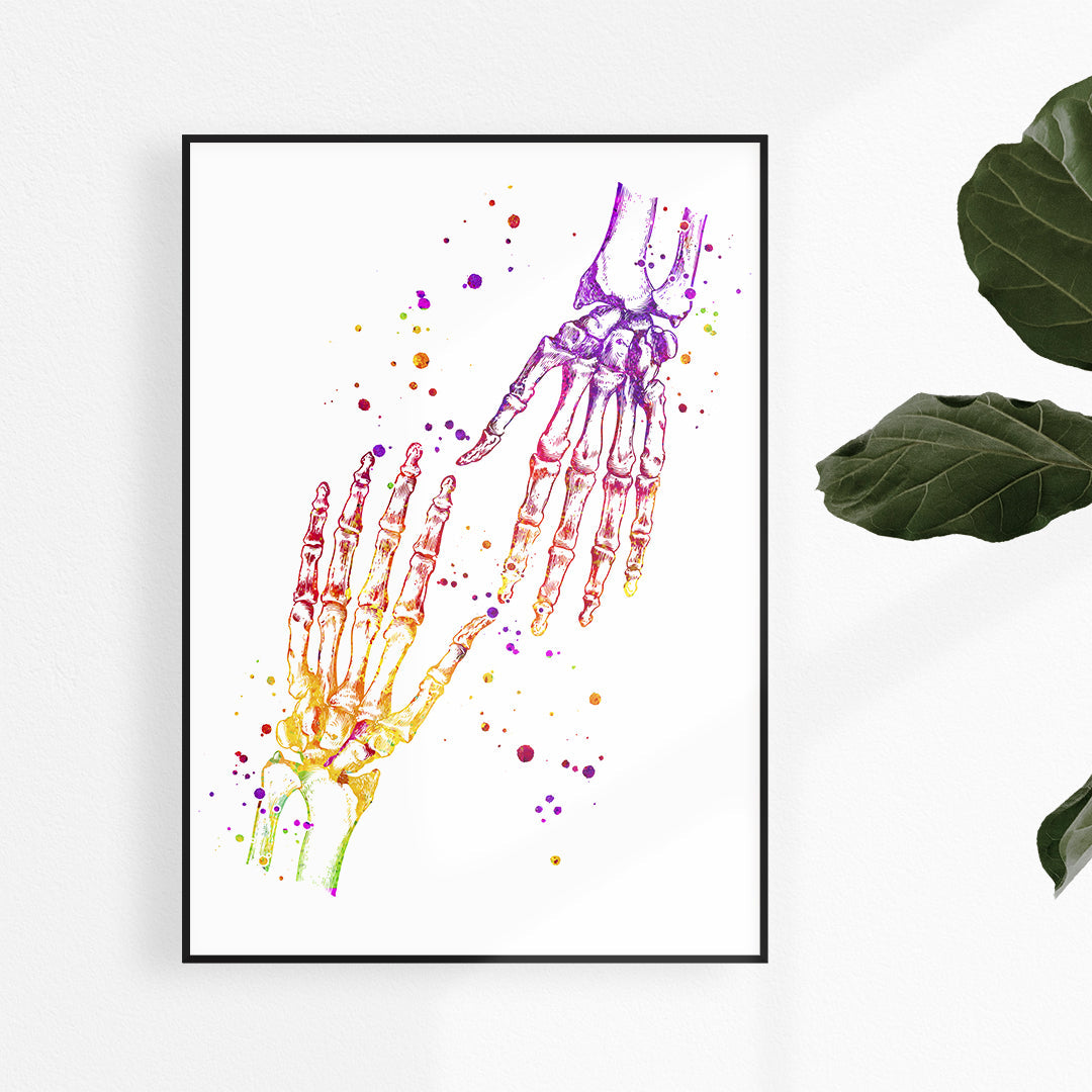 Human Hands Watercolor Artwork for Orthopedy Clinic Decor