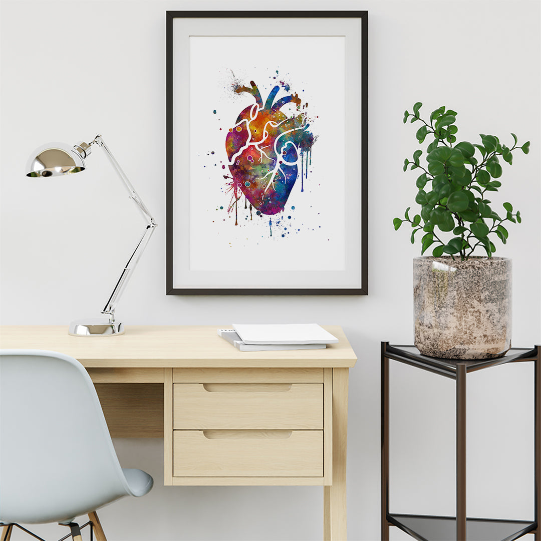 Heart splash art print Cardiologist Office Decor