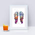 Multicolored watercolor anatomy art print - Foot bones