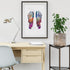 Multicolored watercolor anatomy art print - Foot bones