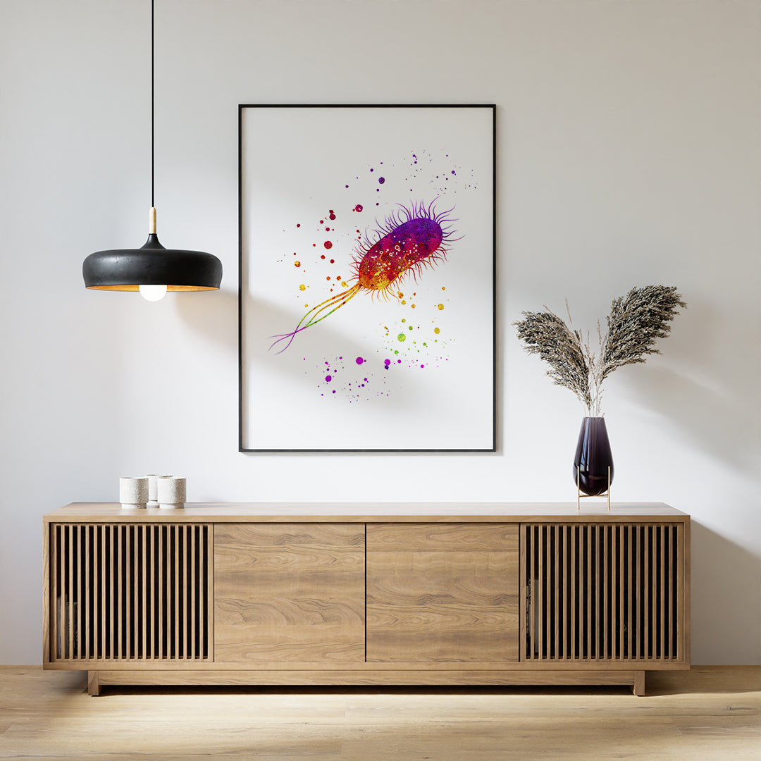 Escherichia coli Watercolor Art Print Microbiology Art