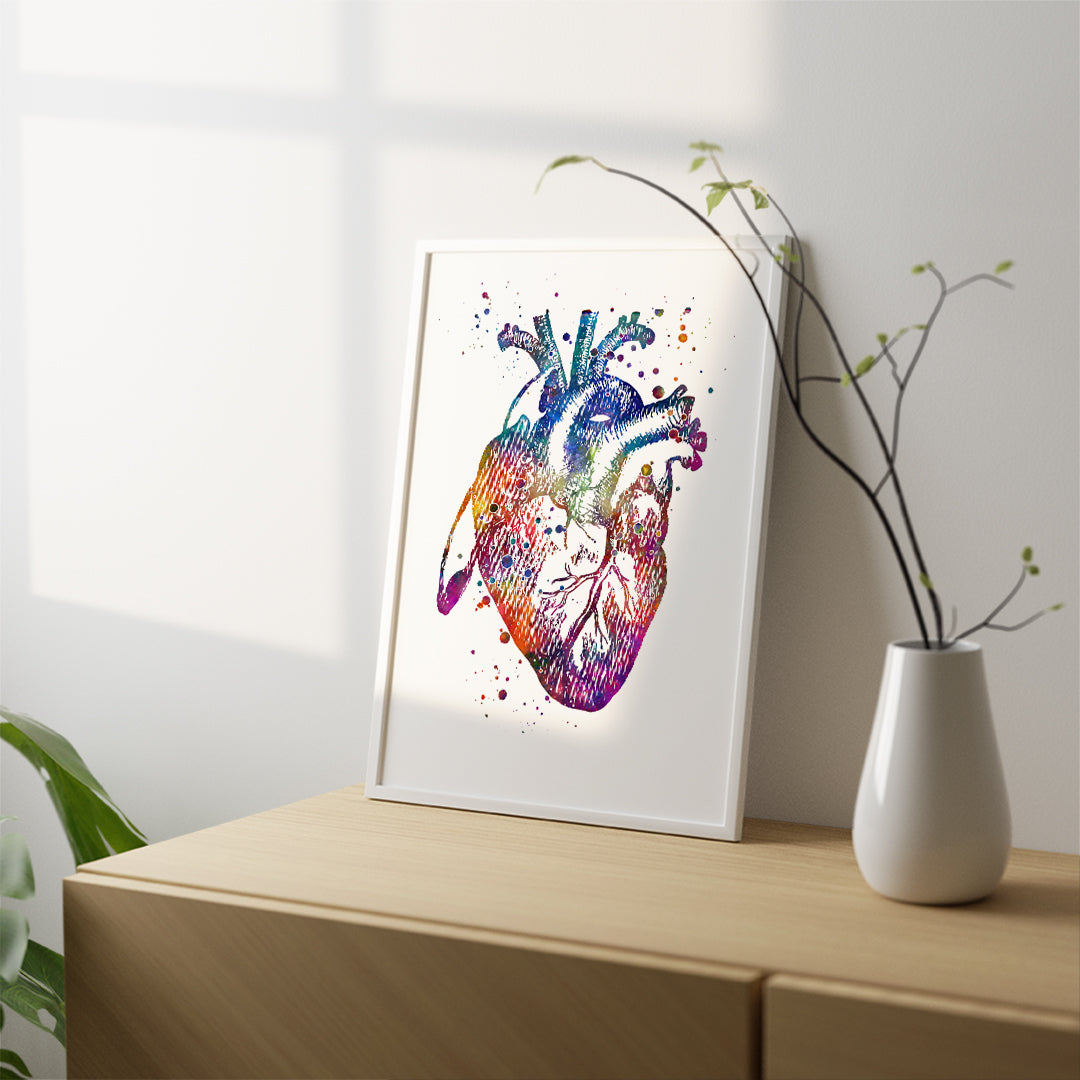 Anatomical Heart Colorful Art Print
