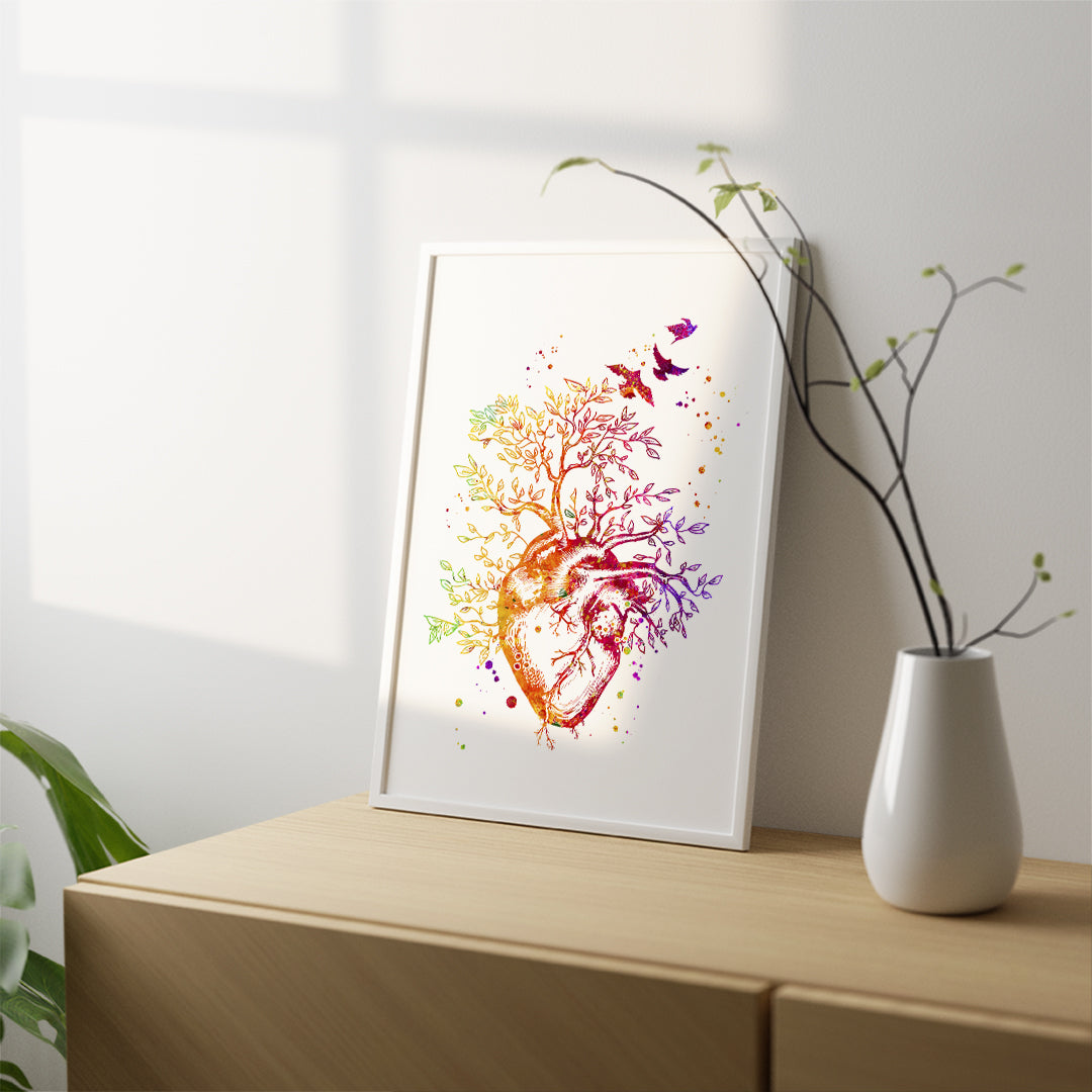 Heart Tree Watercolor Anatomy Art Print