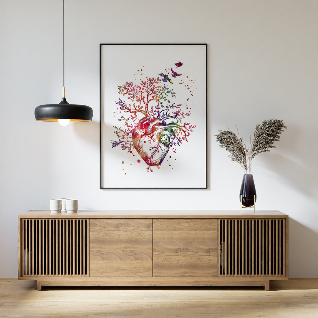 Anatomy Art Heart Tree Watercolor Print