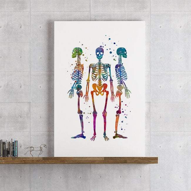 Human Skeletons Watercolor Art Print
