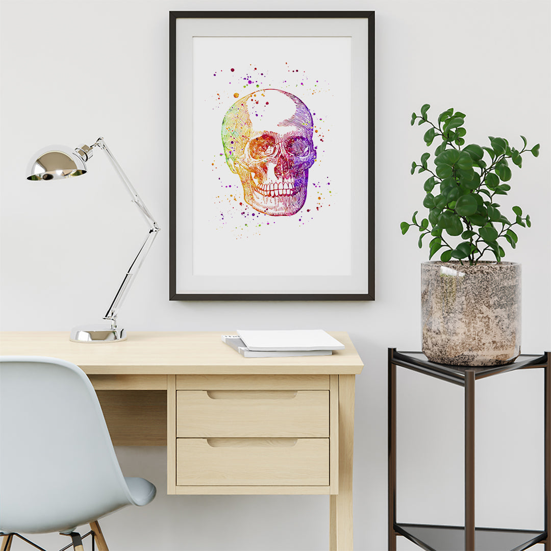 Skull Anatomical Watercolor Art Print