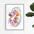 Kidney Cross Section Watercolor Anatomical Art Print