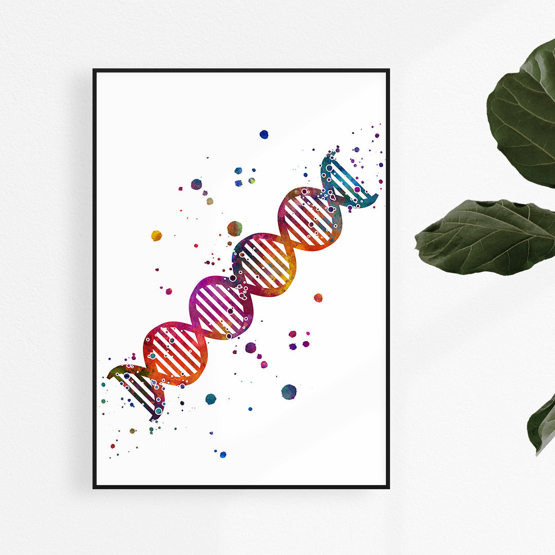 DNA Colorful Watercolor Print