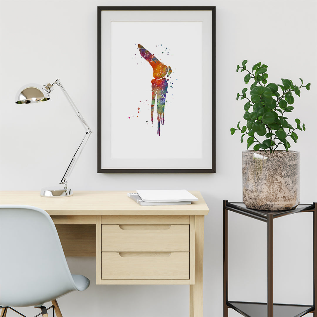 Knee Joint Watercolor Anatomy Art Print