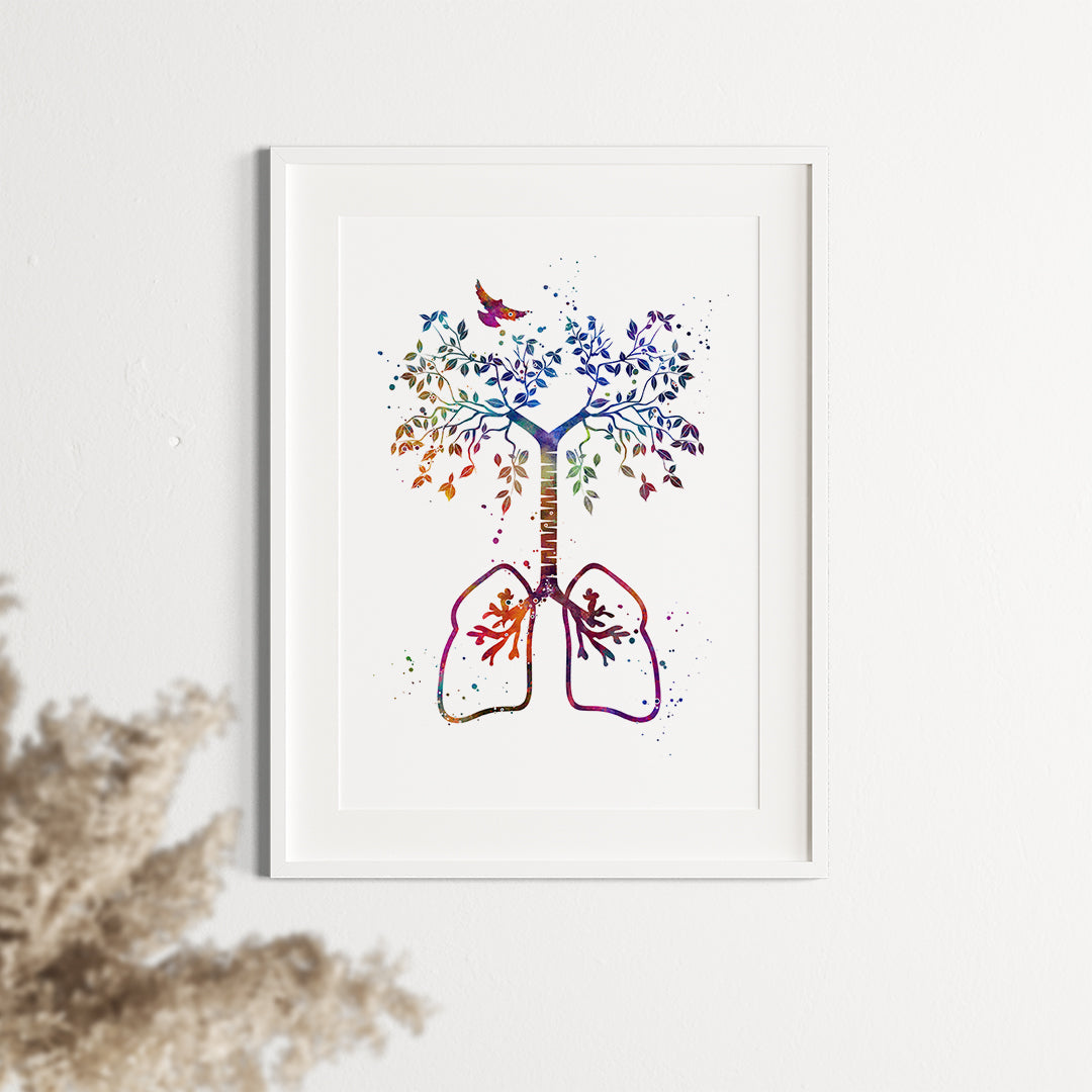 Lungs Tree of Life - Colorful Watercolor Art Print