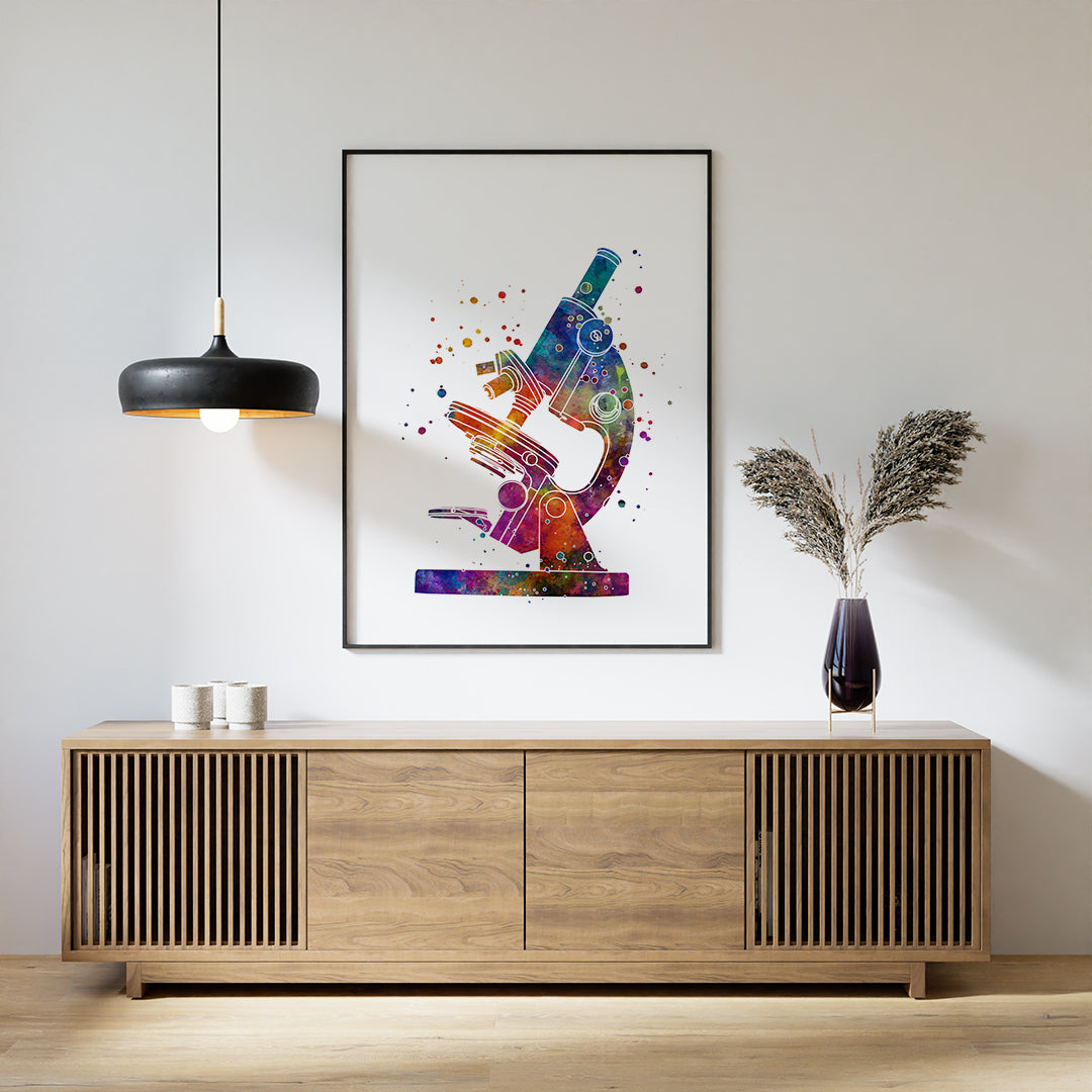 Microscope Art Watercolor Print Science Poster