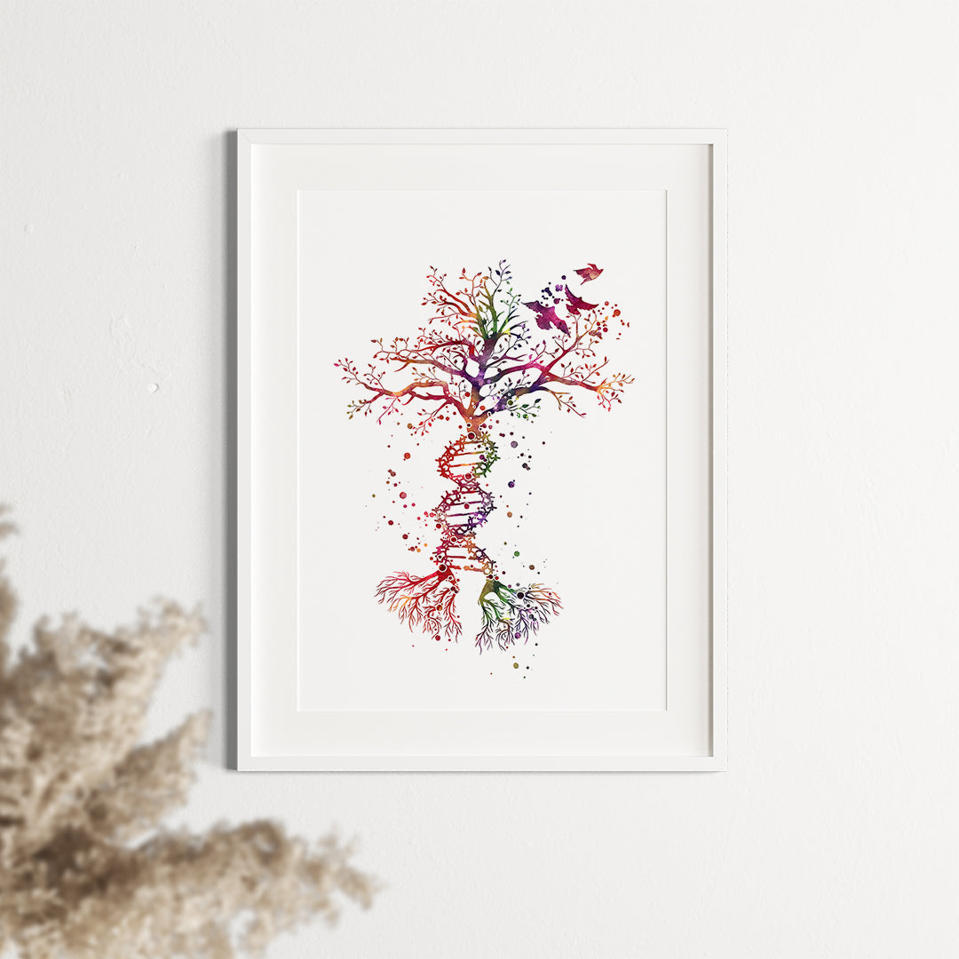 DNA Tree Science art Watercolor Print