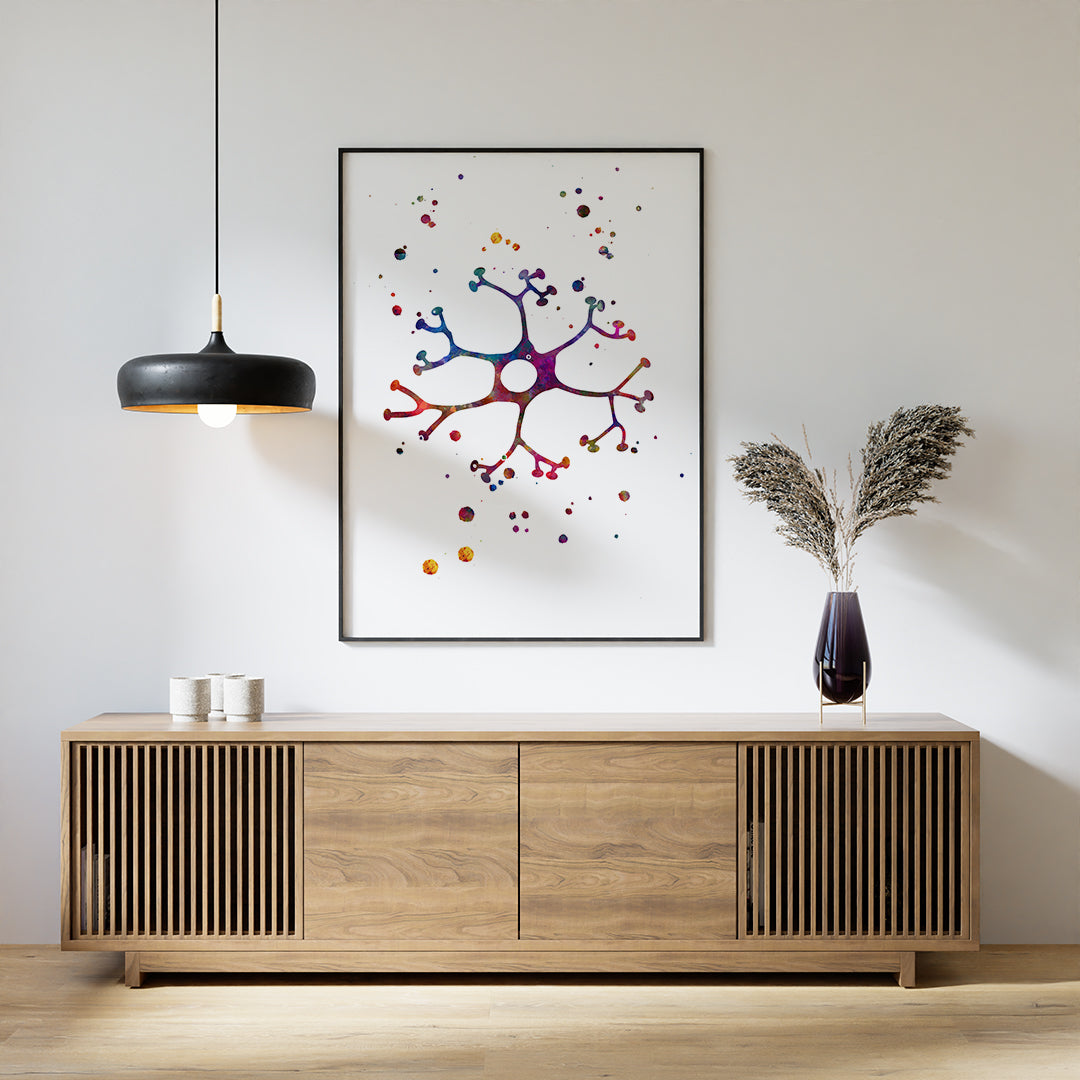 Interneuron Cell Watercolor Print Neuroscience Art