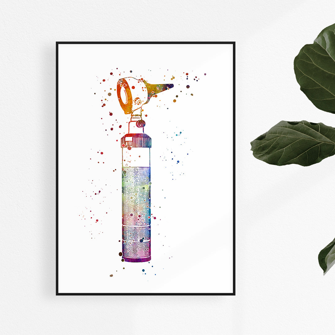 Otoscope Ear Tool Watercolor Art Print