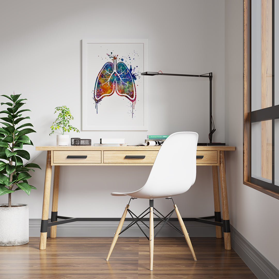 Colorful Human Lung Anatomy Watercolor Print - Medical Art for Doctors