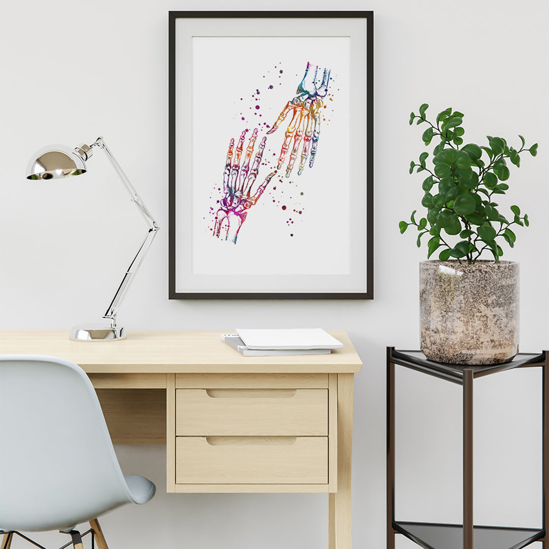 Human Palm Bones Anatomy Art Watercolor Print