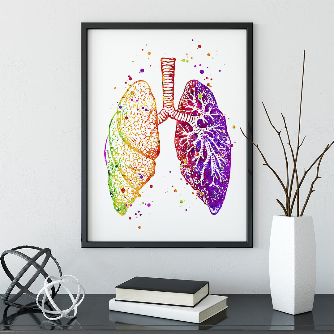 Anatomical Lungs Watercolor Art Print Pulmonology clinic decor