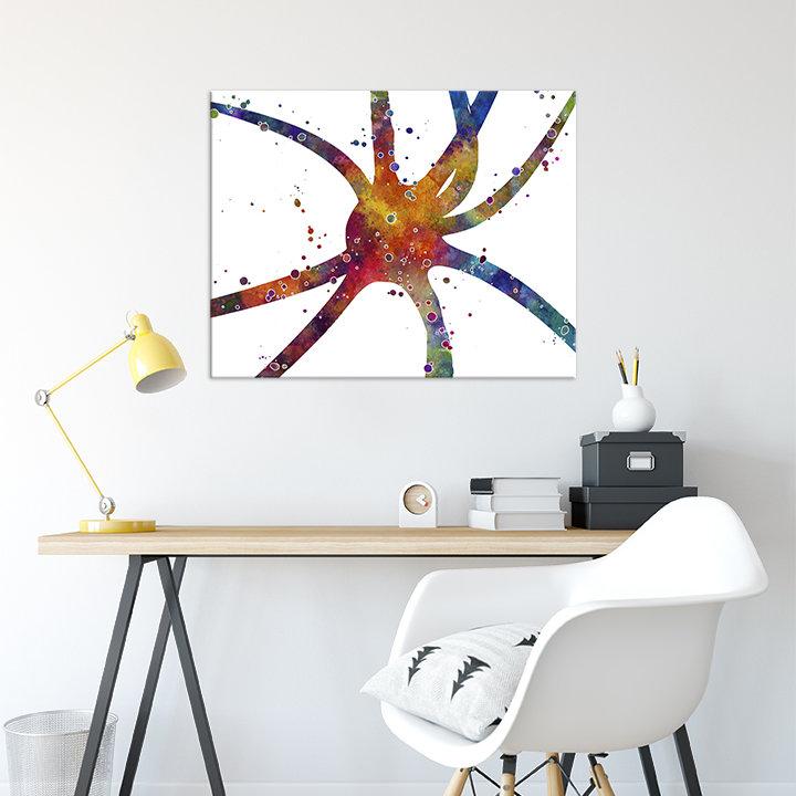 Single Neuron Cell Watercolor Art Print