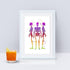 Skeletons Watercolor Art Print Human Anatomy Wall Art