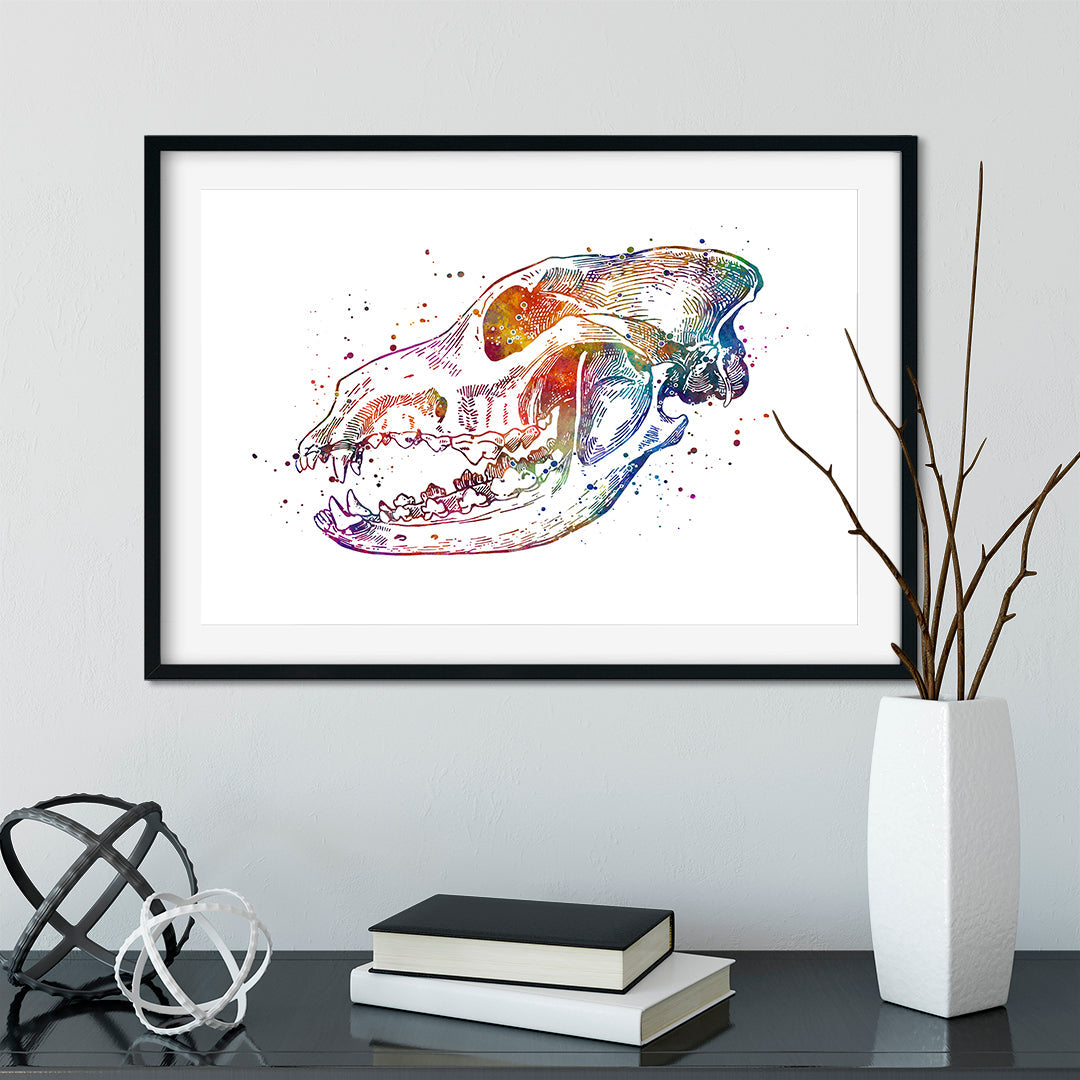 Dog Skull Anatomy Watercolor Art Print