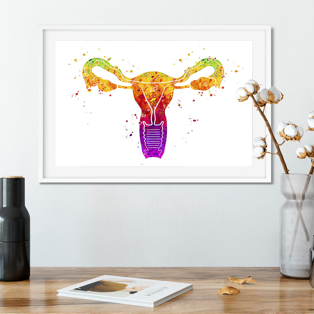 Uterus Anatomy Watercolor Art Print