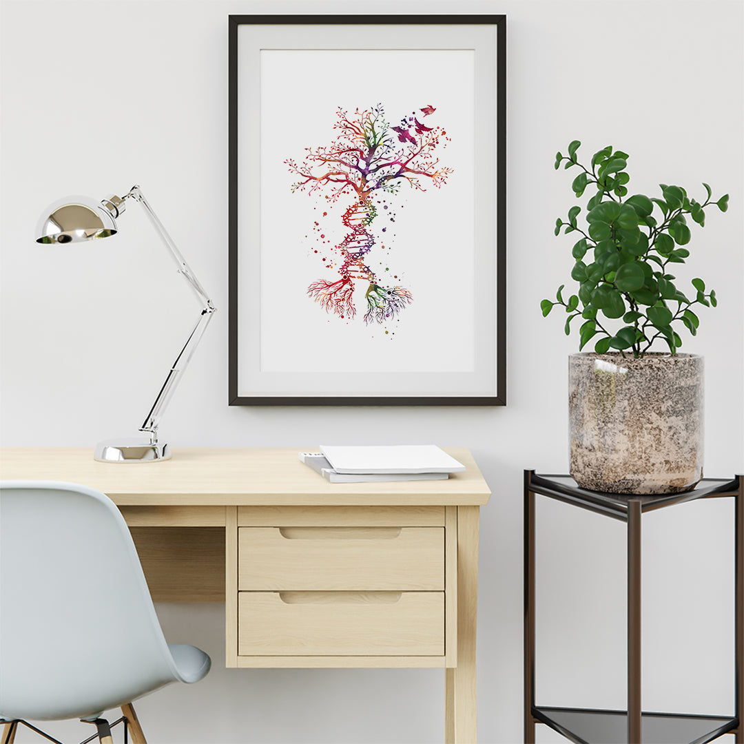 DNA Tree Science art Watercolor Print